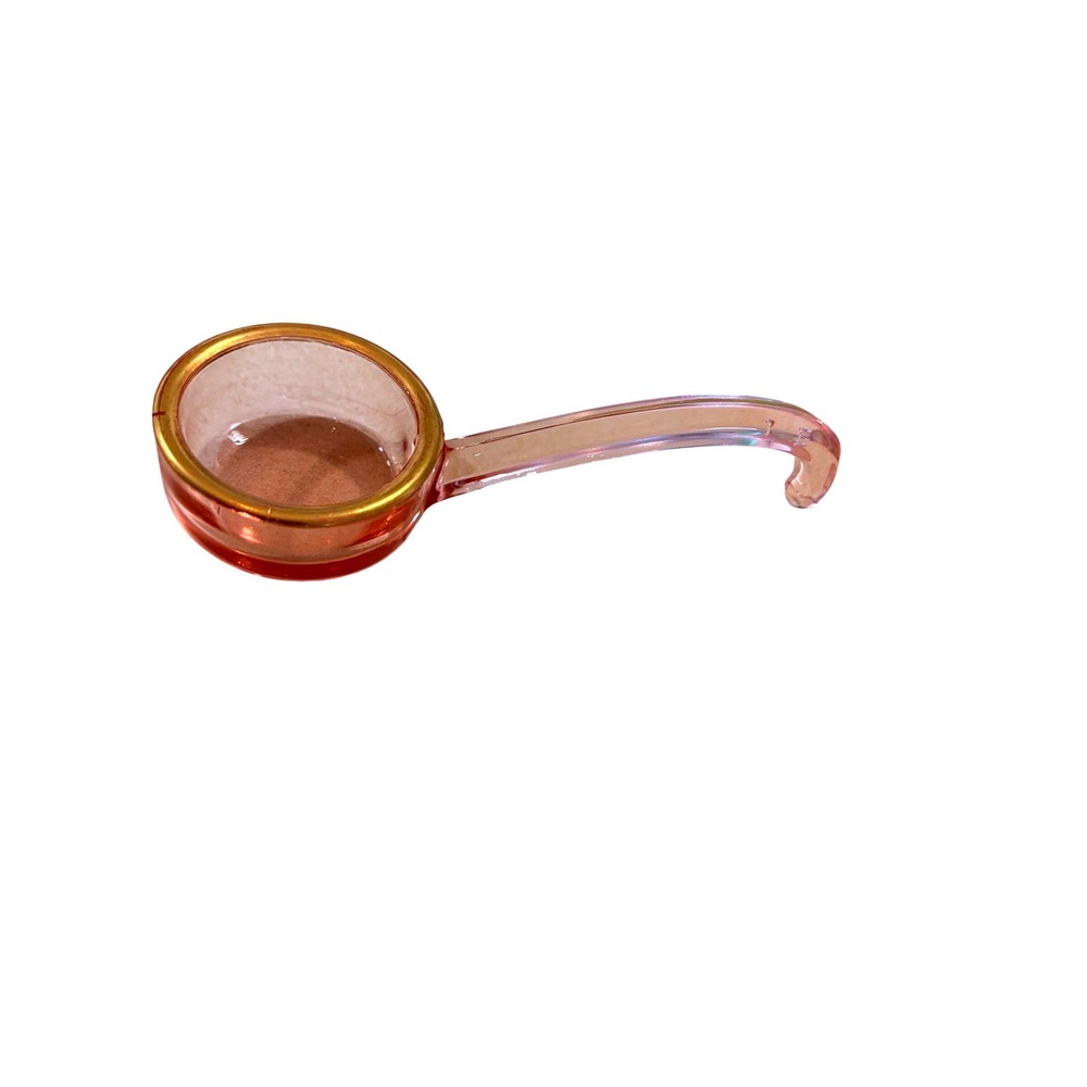 Vintage Pink Depression Glass Ladle Gold Trim Hook Handle Sauce Spoon